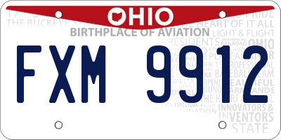 OH license plate FXM9912