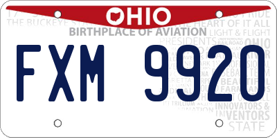 OH license plate FXM9920