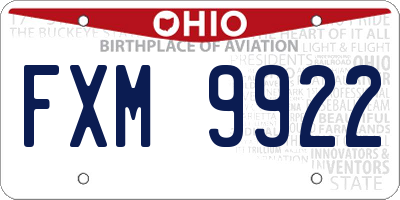 OH license plate FXM9922