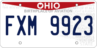 OH license plate FXM9923