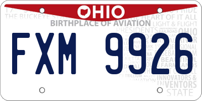 OH license plate FXM9926
