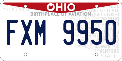 OH license plate FXM9950
