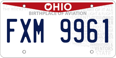 OH license plate FXM9961