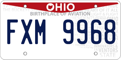 OH license plate FXM9968