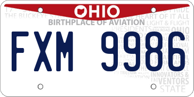 OH license plate FXM9986