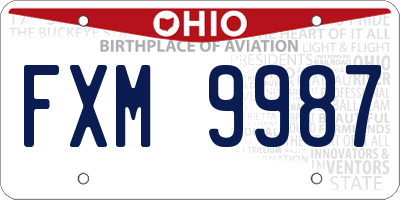 OH license plate FXM9987