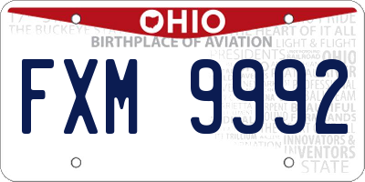 OH license plate FXM9992