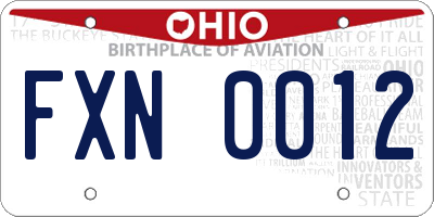 OH license plate FXN0012