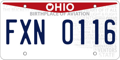 OH license plate FXN0116