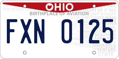 OH license plate FXN0125