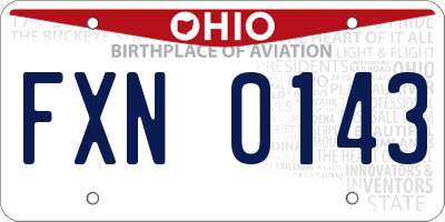 OH license plate FXN0143