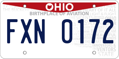 OH license plate FXN0172