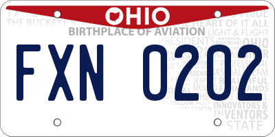 OH license plate FXN0202