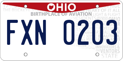 OH license plate FXN0203
