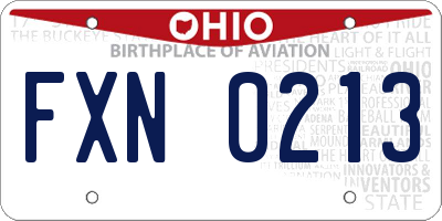 OH license plate FXN0213