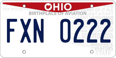 OH license plate FXN0222