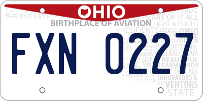 OH license plate FXN0227