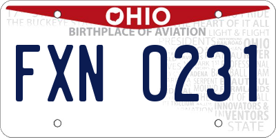 OH license plate FXN0231