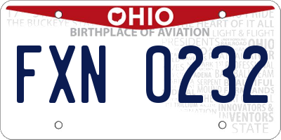 OH license plate FXN0232