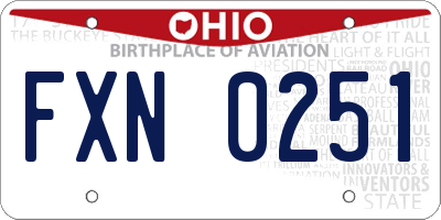 OH license plate FXN0251