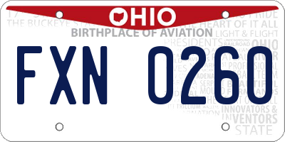 OH license plate FXN0260