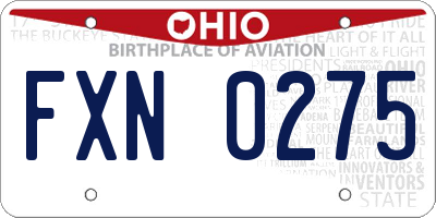 OH license plate FXN0275