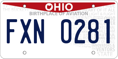 OH license plate FXN0281