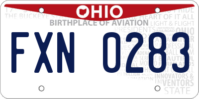 OH license plate FXN0283