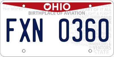 OH license plate FXN0360
