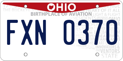 OH license plate FXN0370