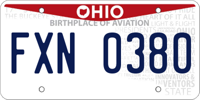OH license plate FXN0380