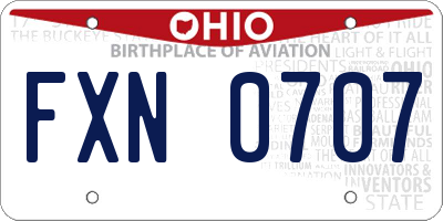 OH license plate FXN0707