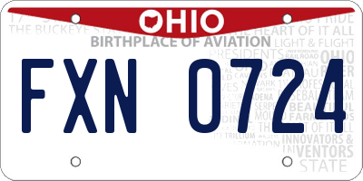 OH license plate FXN0724