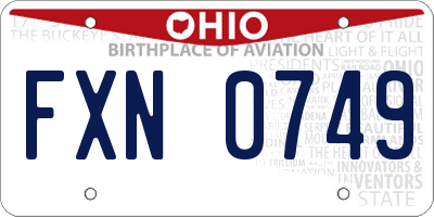 OH license plate FXN0749
