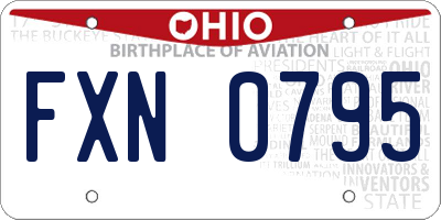 OH license plate FXN0795
