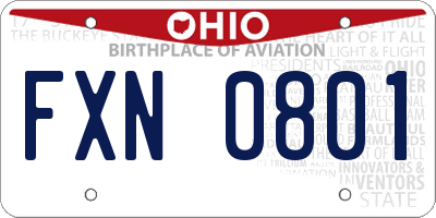 OH license plate FXN0801