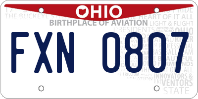 OH license plate FXN0807