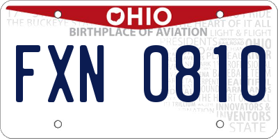 OH license plate FXN0810