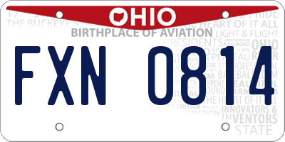 OH license plate FXN0814