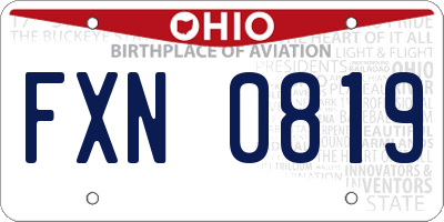 OH license plate FXN0819