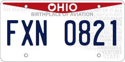 OH license plate FXN0821