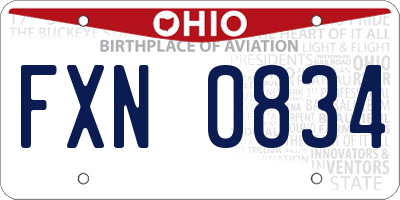 OH license plate FXN0834