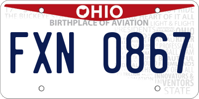 OH license plate FXN0867