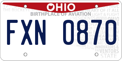 OH license plate FXN0870