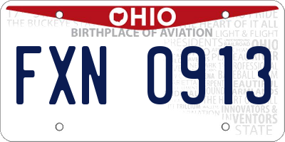 OH license plate FXN0913