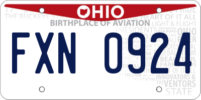 OH license plate FXN0924