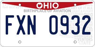 OH license plate FXN0932
