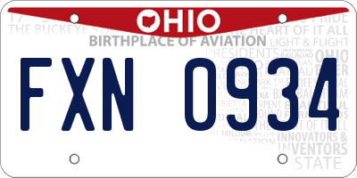 OH license plate FXN0934