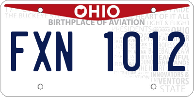 OH license plate FXN1012