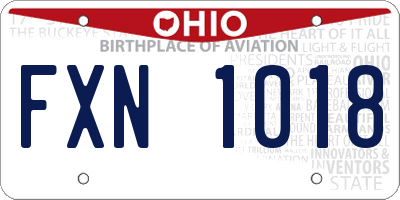 OH license plate FXN1018
